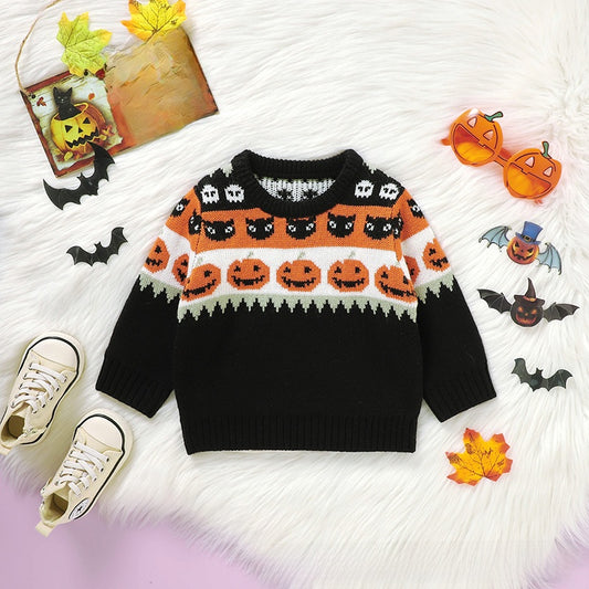 Pull tricoté en forme de citrouille pour bébé