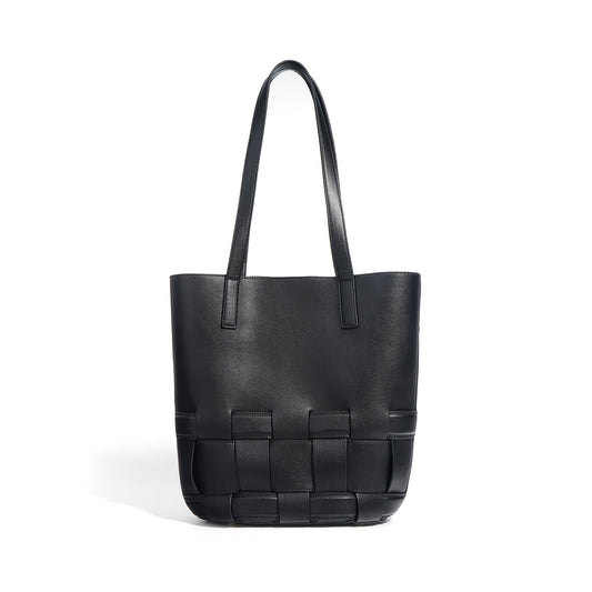 Sac fourre-tout en cuir de vachette tissé