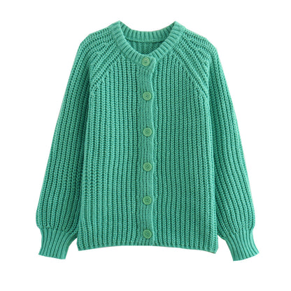 Cardigan décontracté en tricot de couleur unie pour femme