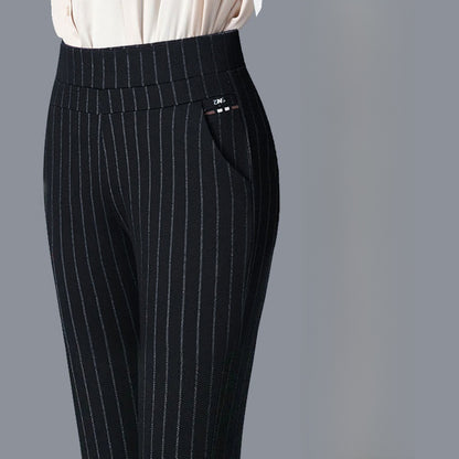 Pantalon décontracté élastique à jambe droite pour femmes