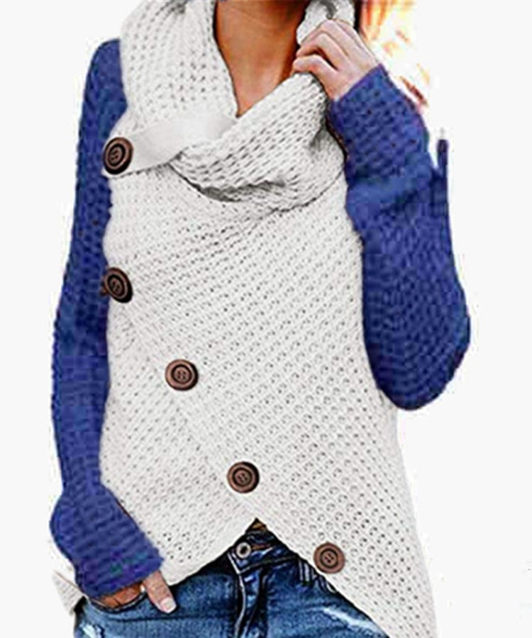 Tricot à col roulé à manches longues avec boutons