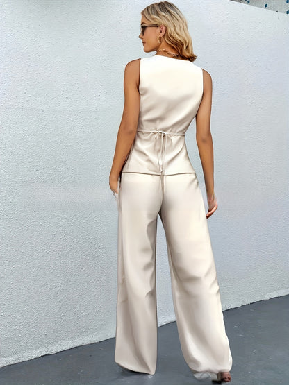 Ensemble élégant de haut et de pantalon sans manches