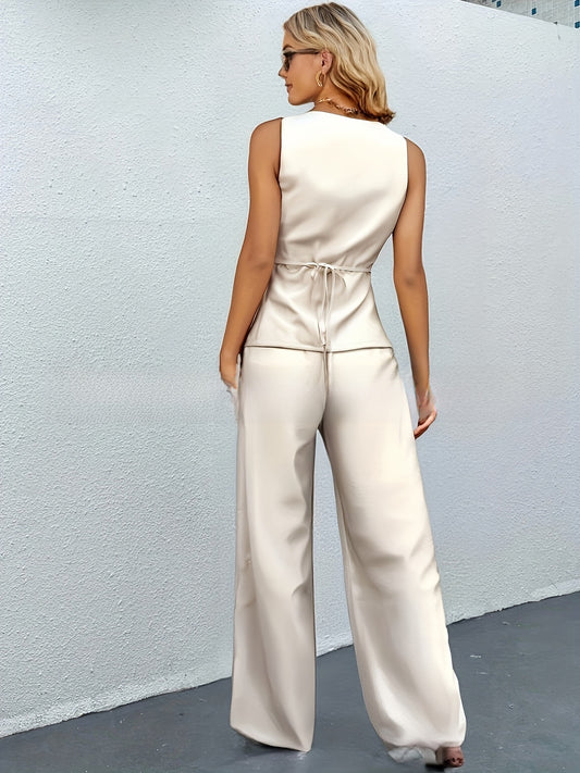 Ensemble élégant de haut et de pantalon sans manches