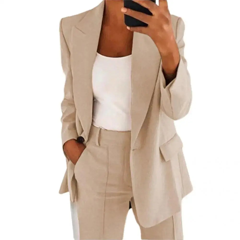 Solid Color Long Sleeve Blazer