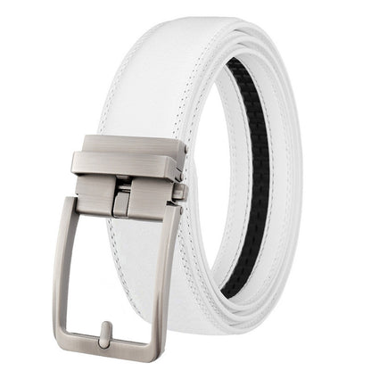 Ceinture à boucle automatique en cuir véritable pour homme