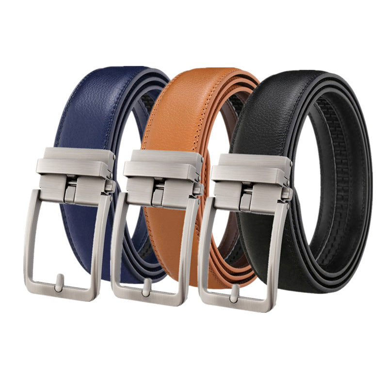 Ceinture à boucle automatique en cuir véritable pour homme