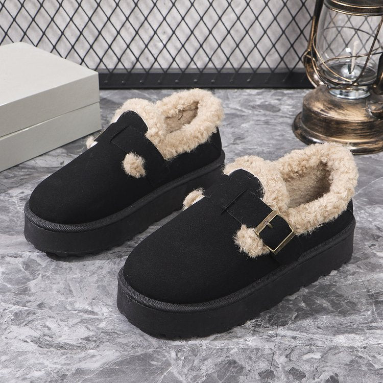 Chaussures décontractées en coton doublées de peluche pour femme