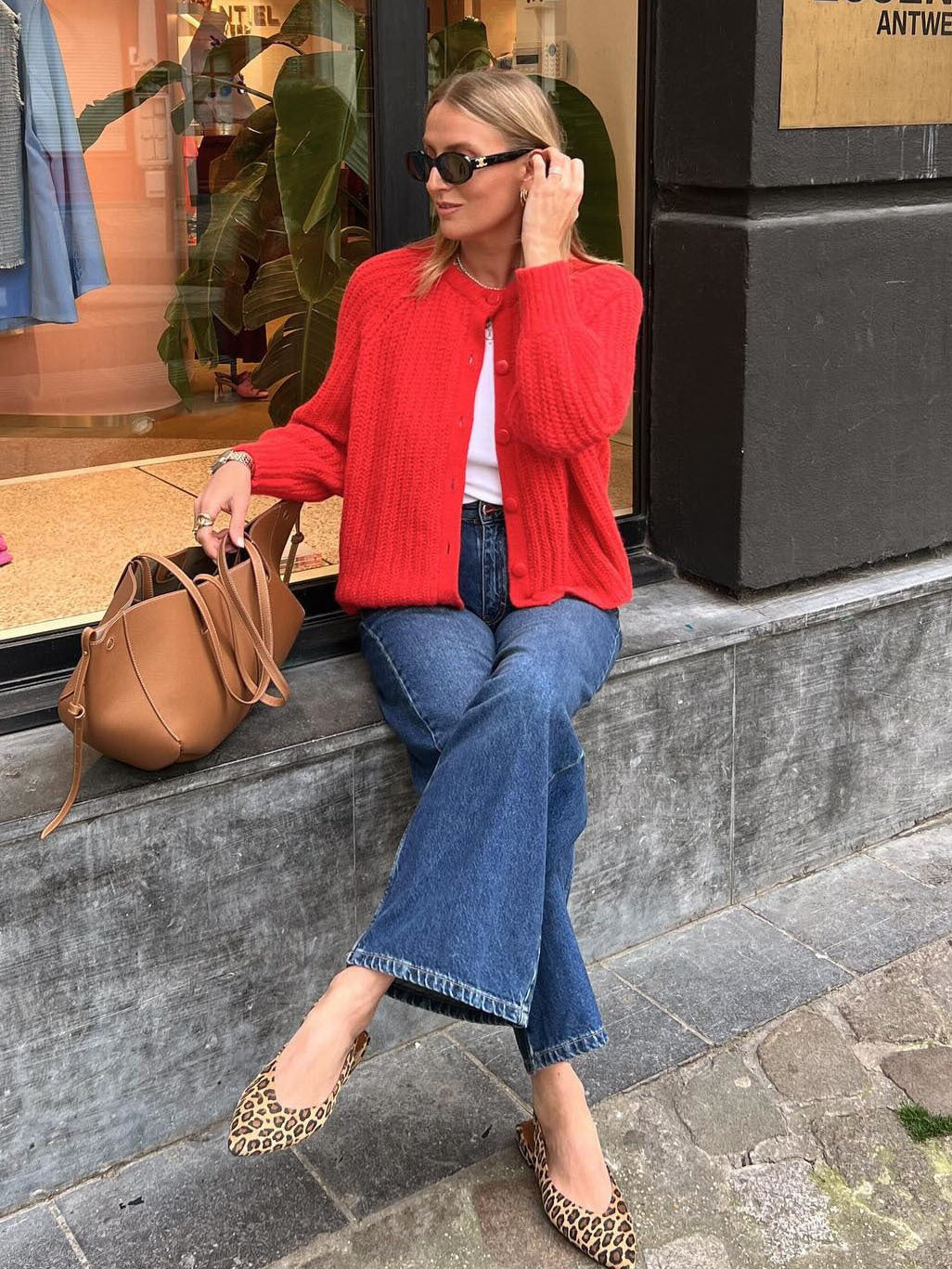 Cardigan décontracté en tricot de couleur unie pour femme