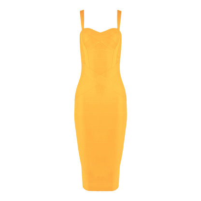 Robe longue classique à bretelles sexy et bandage pour femme