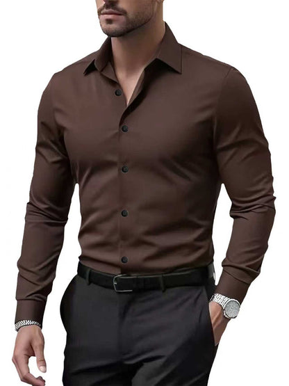 Chemise à manches longues de couleur unie pour homme
