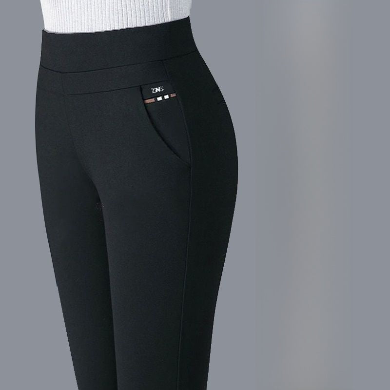 Pantalon décontracté élastique à jambe droite pour femmes