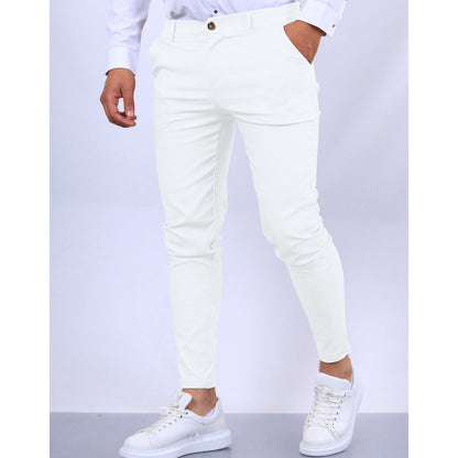 Pantalon habillé de couleur unie à texture décontractée pour homme