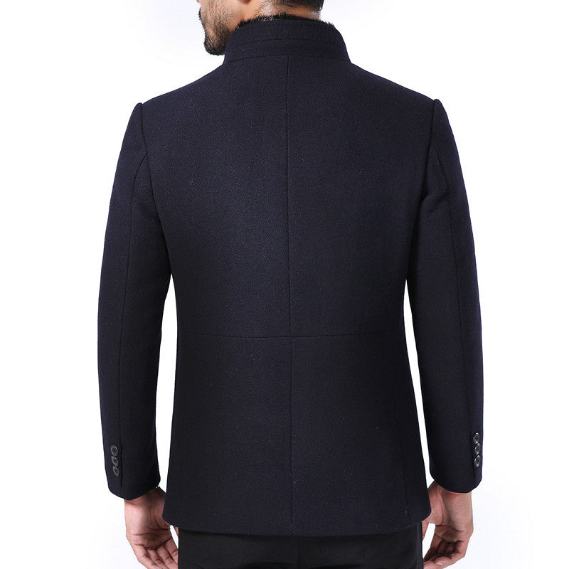 Manteau d'hiver à col montant en laine pour homme