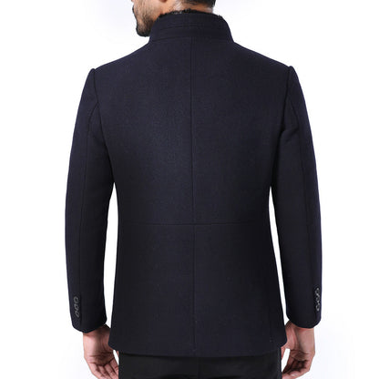 Manteau d'hiver à col montant en laine pour homme