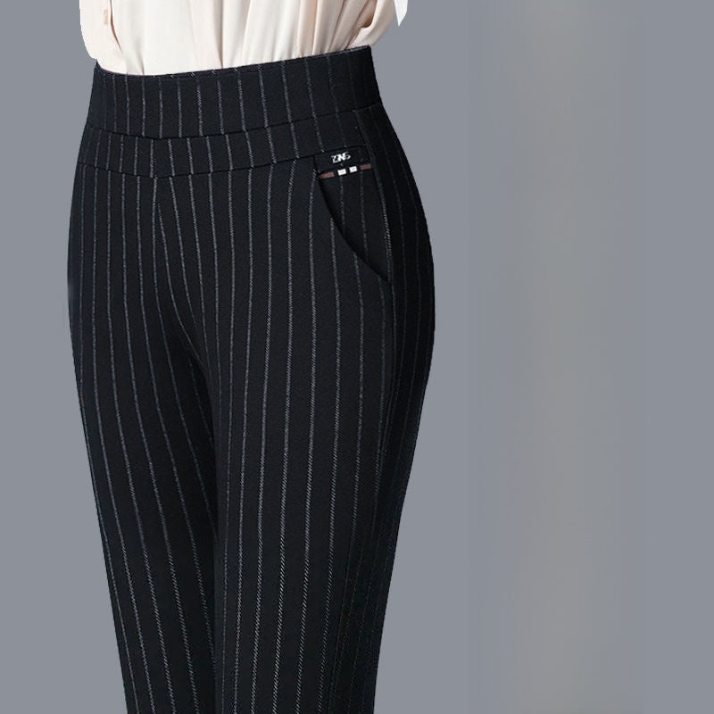 Pantalon décontracté élastique à jambe droite pour femmes