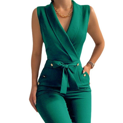 Pantalon de bureau sans manches à col en V