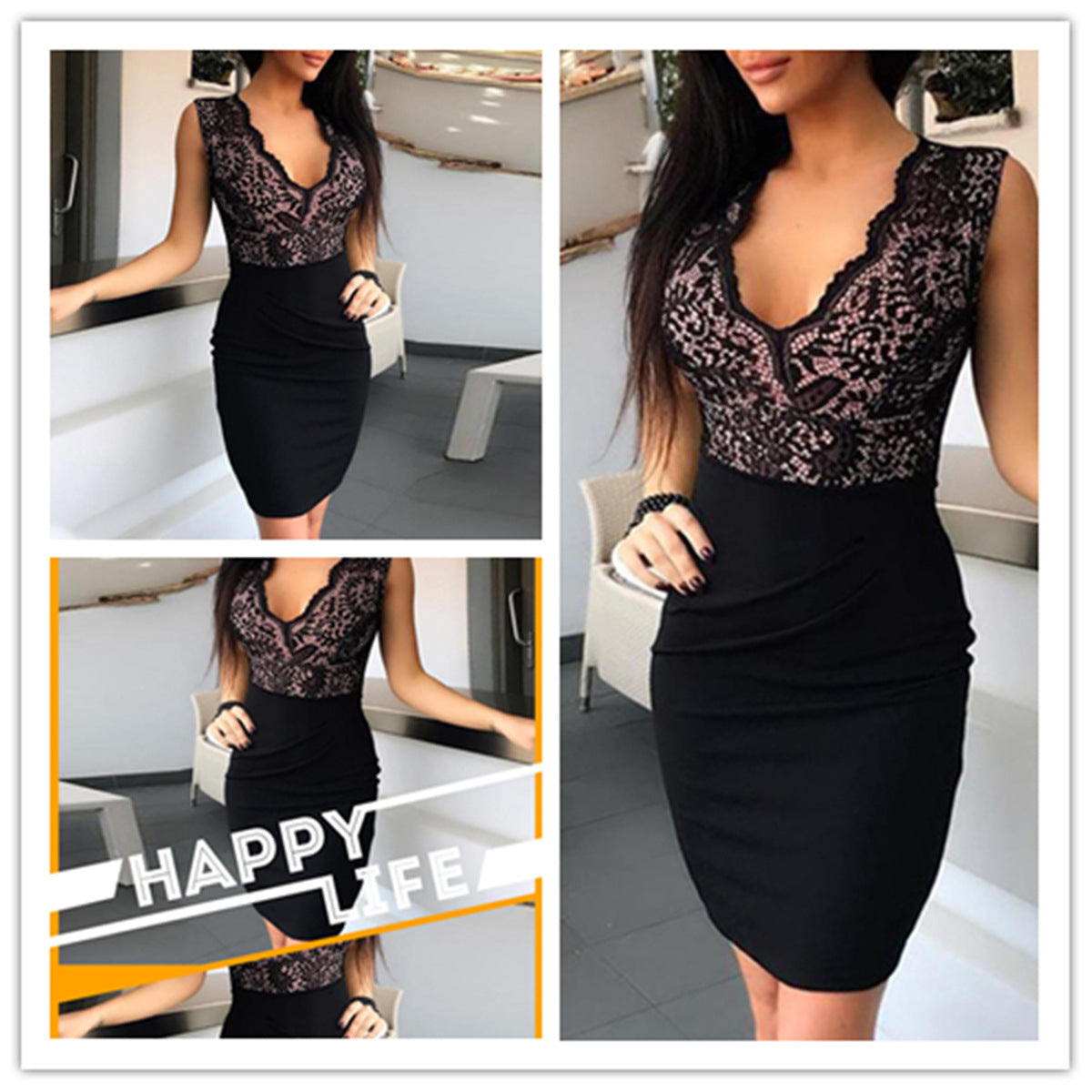 Robe bodycon en dentelle pour femmes