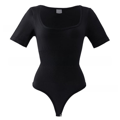 Body une pièce à encolure carrée et à manches courtes pour femmes