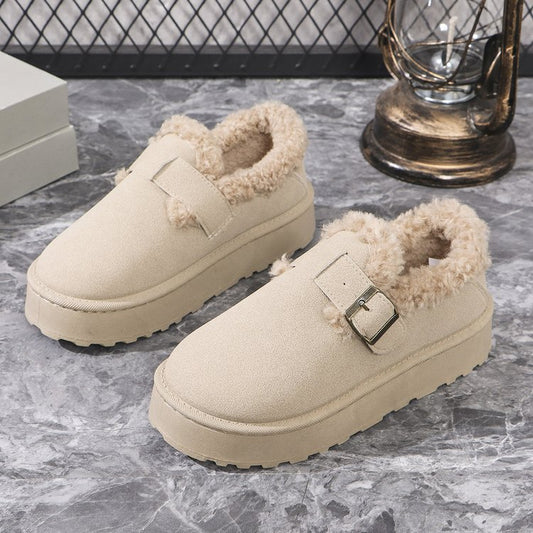 Chaussures décontractées en coton doublées de peluche pour femme