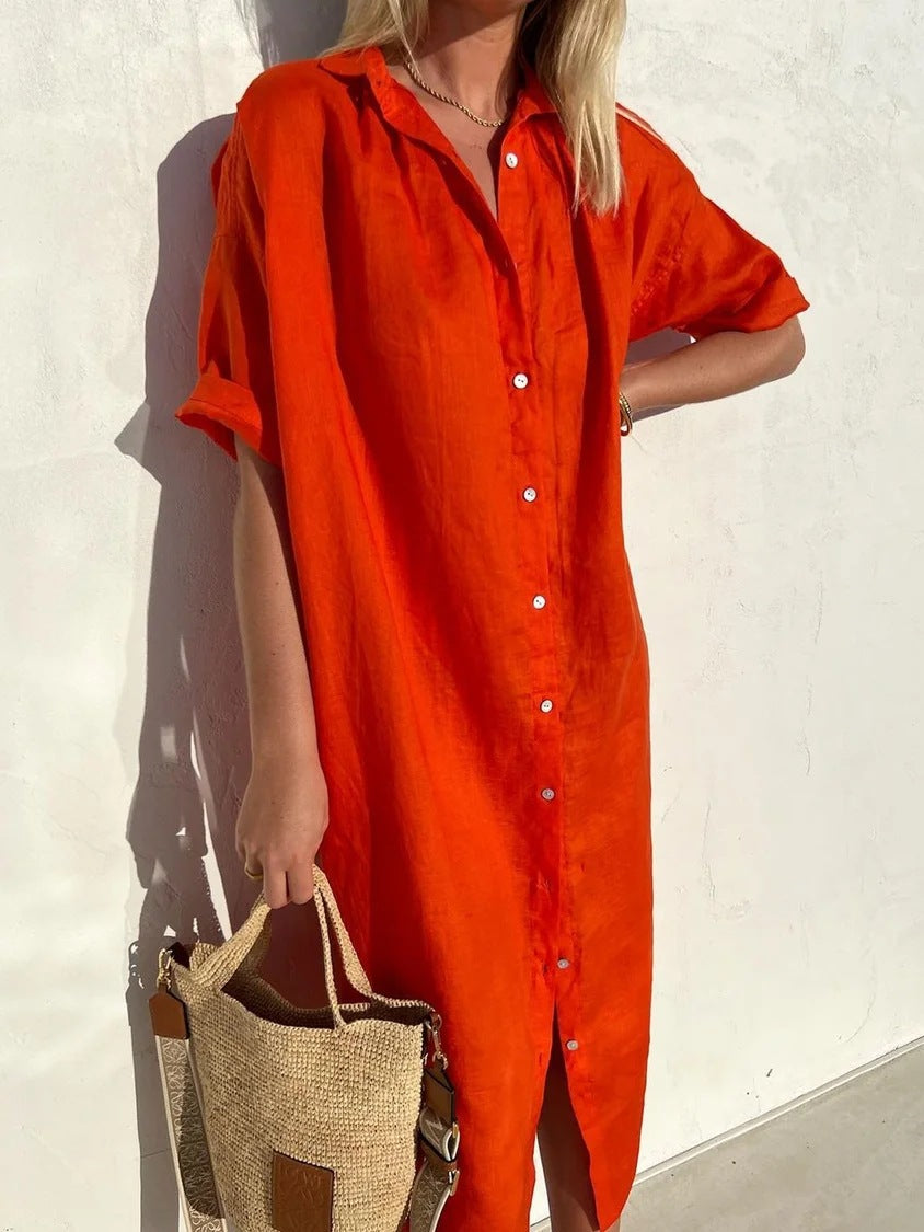 Robe élégante, décontractée et ample à manches courtes pour femmes