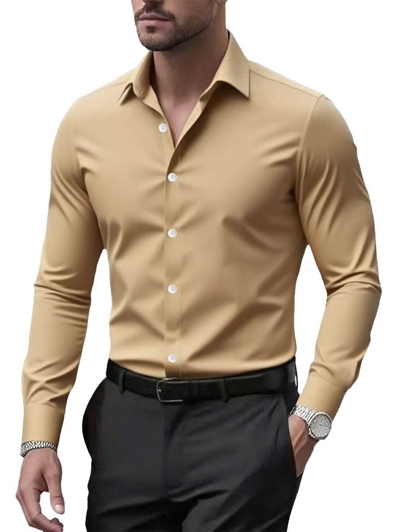 Chemise à manches longues de couleur unie pour homme