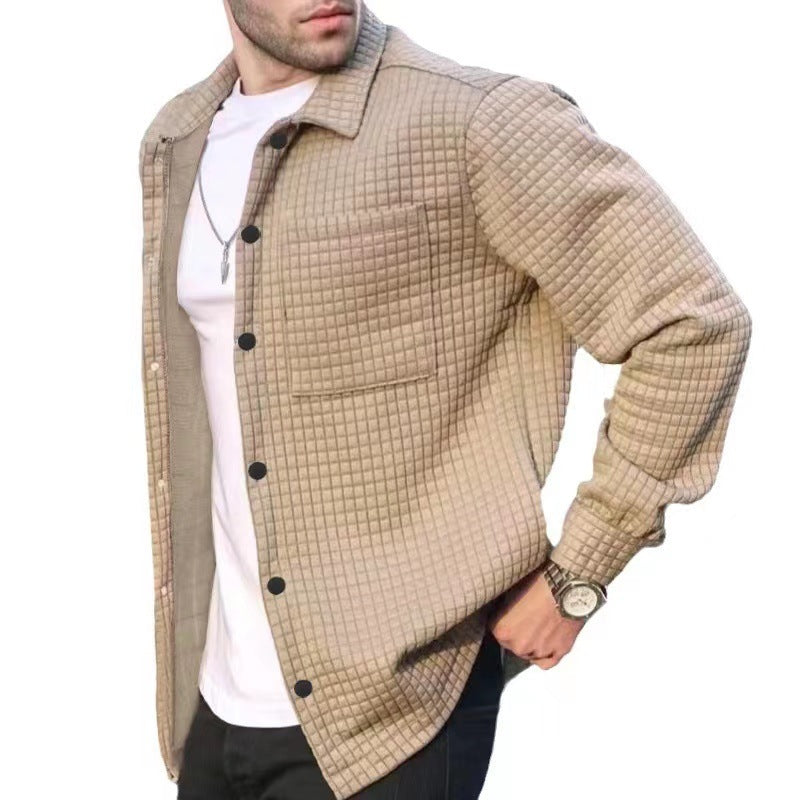 Homme Cardigan petit carré veste chemise à manches longues