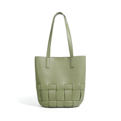 Sac fourre-tout en cuir de vachette tissé pour femme