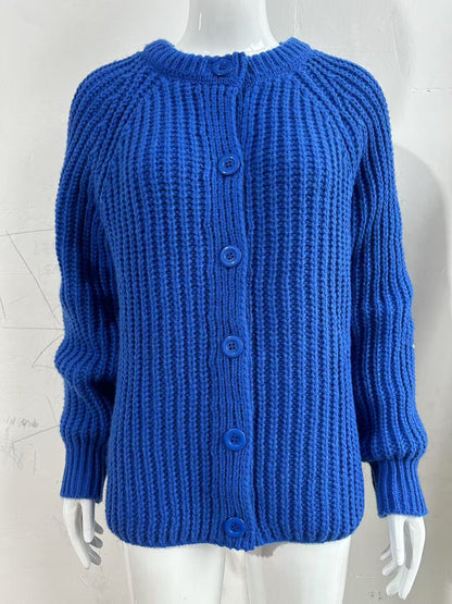 Cardigan décontracté en tricot de couleur unie pour femme
