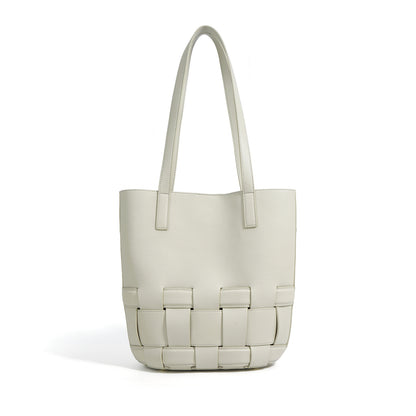 Sac fourre-tout en cuir de vachette tissé pour femme