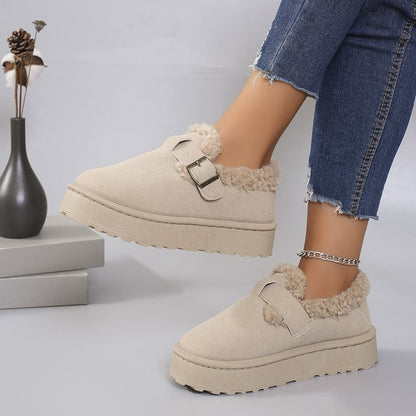 Chaussures décontractées en coton doublées de peluche pour femme