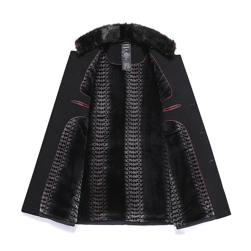 Manteau d'hiver à col montant en laine pour homme