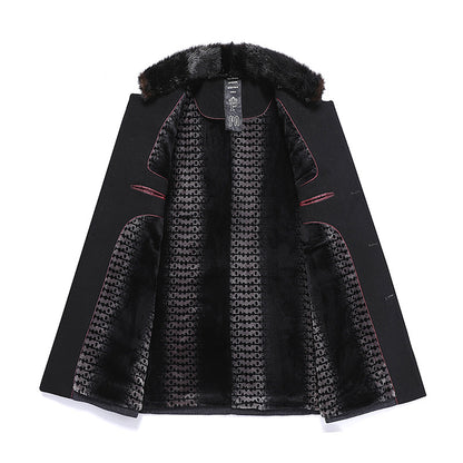 Manteau d'hiver à col montant en laine pour homme
