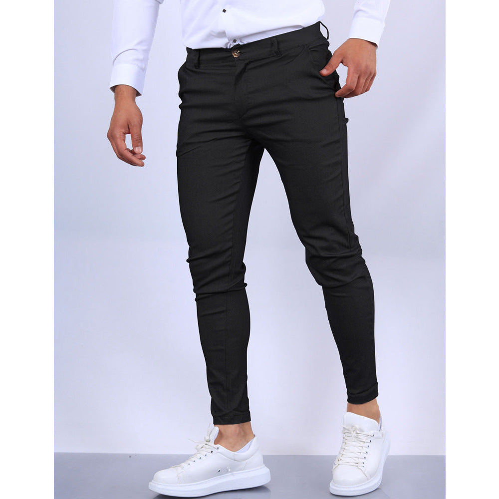 Pantalon habillé de couleur unie à texture décontractée pour homme