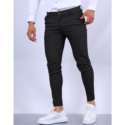 Pantalon habillé de couleur unie à texture décontractée pour homme