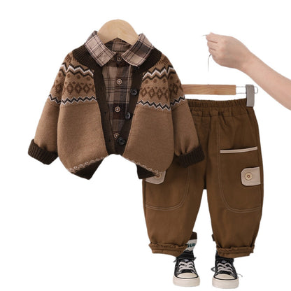 Cardigan en coton tricoté - Chemise à carreaux