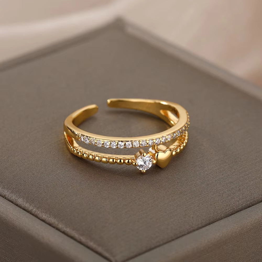 Bague ouverte en zircone plaquée pour femme