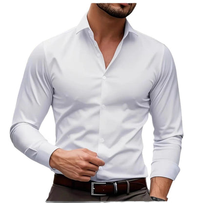 Chemise plus-size en stretch de couleur unie pour homme