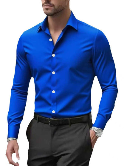 Chemise à manches longues de couleur unie pour homme