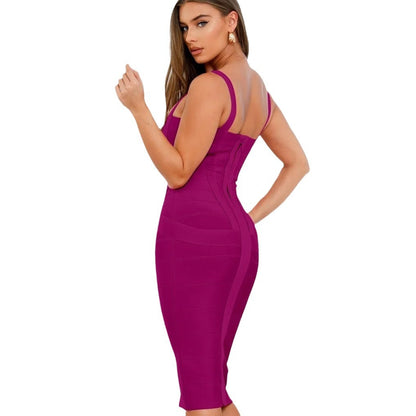 Robe longue classique à bretelles sexy et bandage pour femme