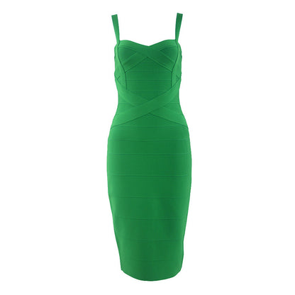 Robe longue classique à bretelles sexy et bandage pour femme