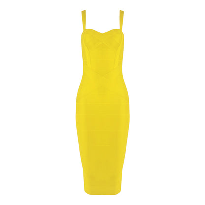 Robe longue classique à bretelles sexy et bandage pour femme