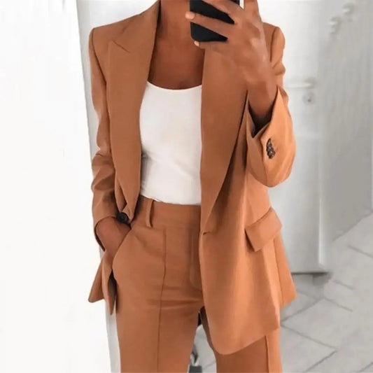 Solid Color Long Sleeve Blazer