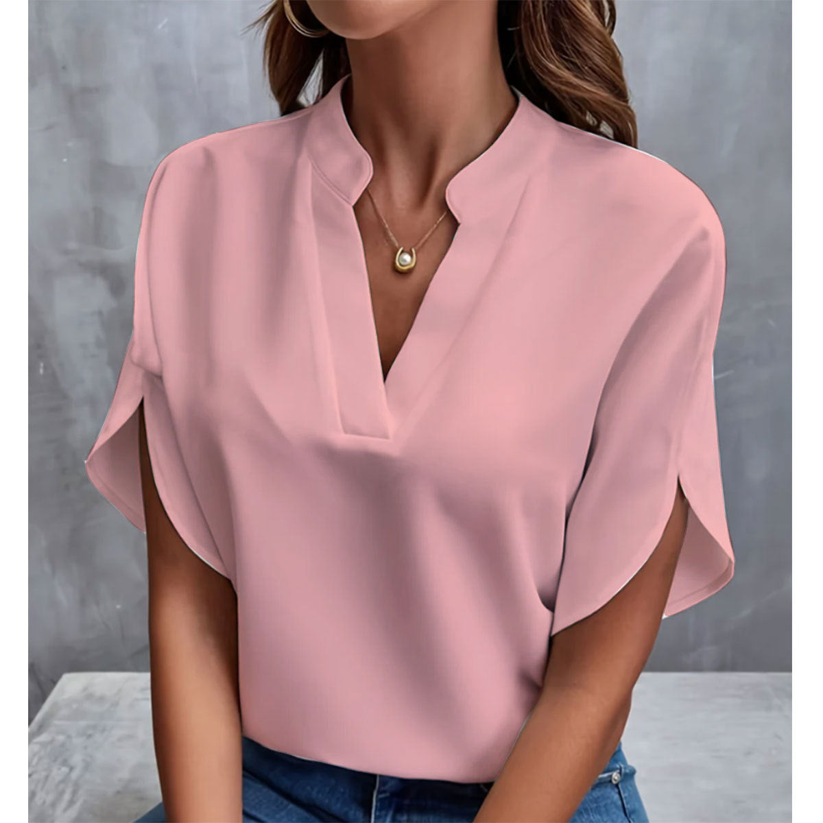 Chemise décontractée à col en V pour femme