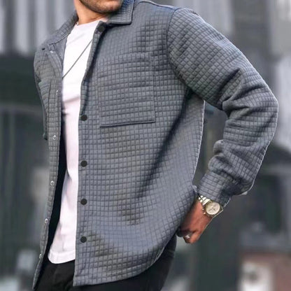 Homme Cardigan petit carré veste chemise à manches longues