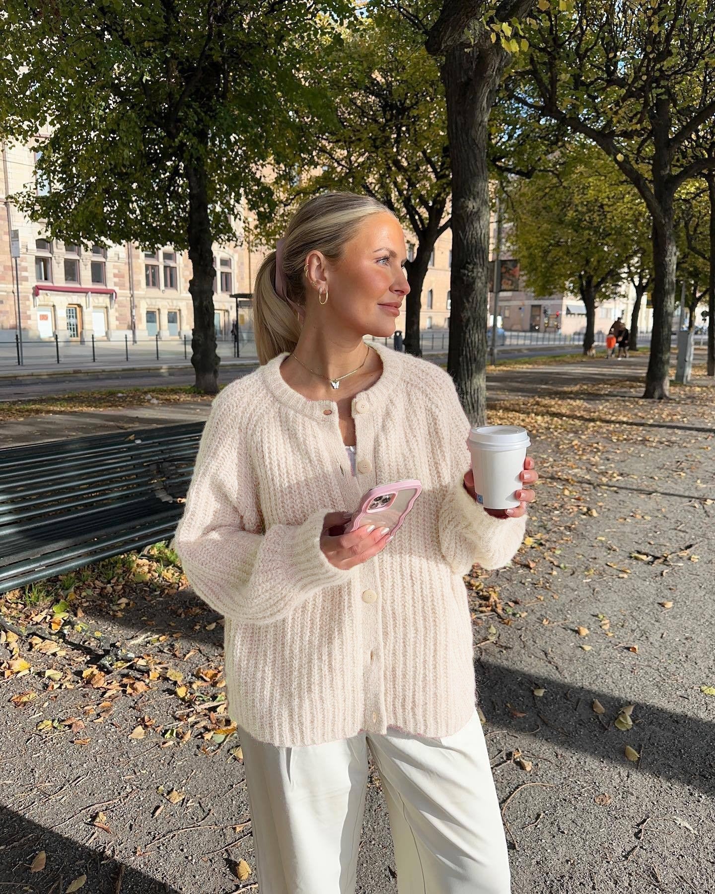 Cardigan décontracté en tricot de couleur unie pour femme