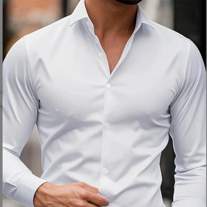 Chemise plus-size en stretch de couleur unie pour homme