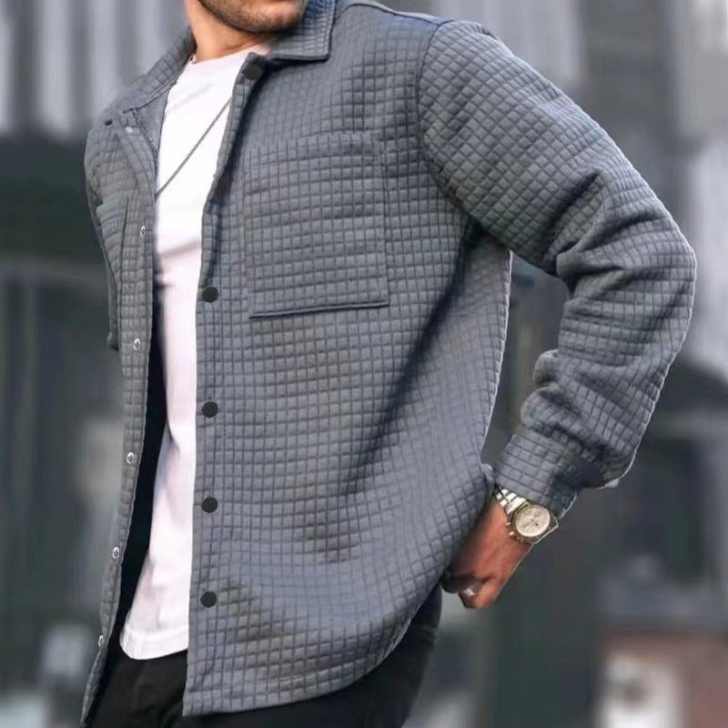 Homme Cardigan petit carré veste chemise à manches longues