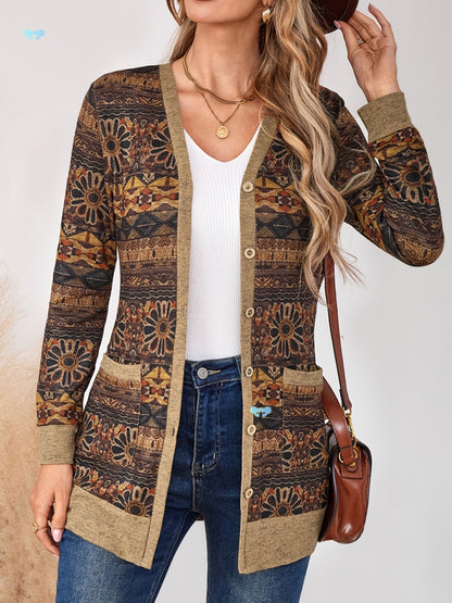 Cardigan extensible décontracté à col en V pour femme