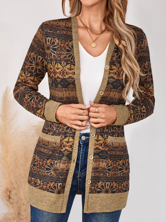 Cardigan extensible décontracté à col en V pour femmes