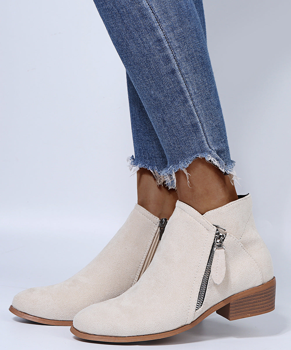 Bottines à talons moyens en daim pour femmes